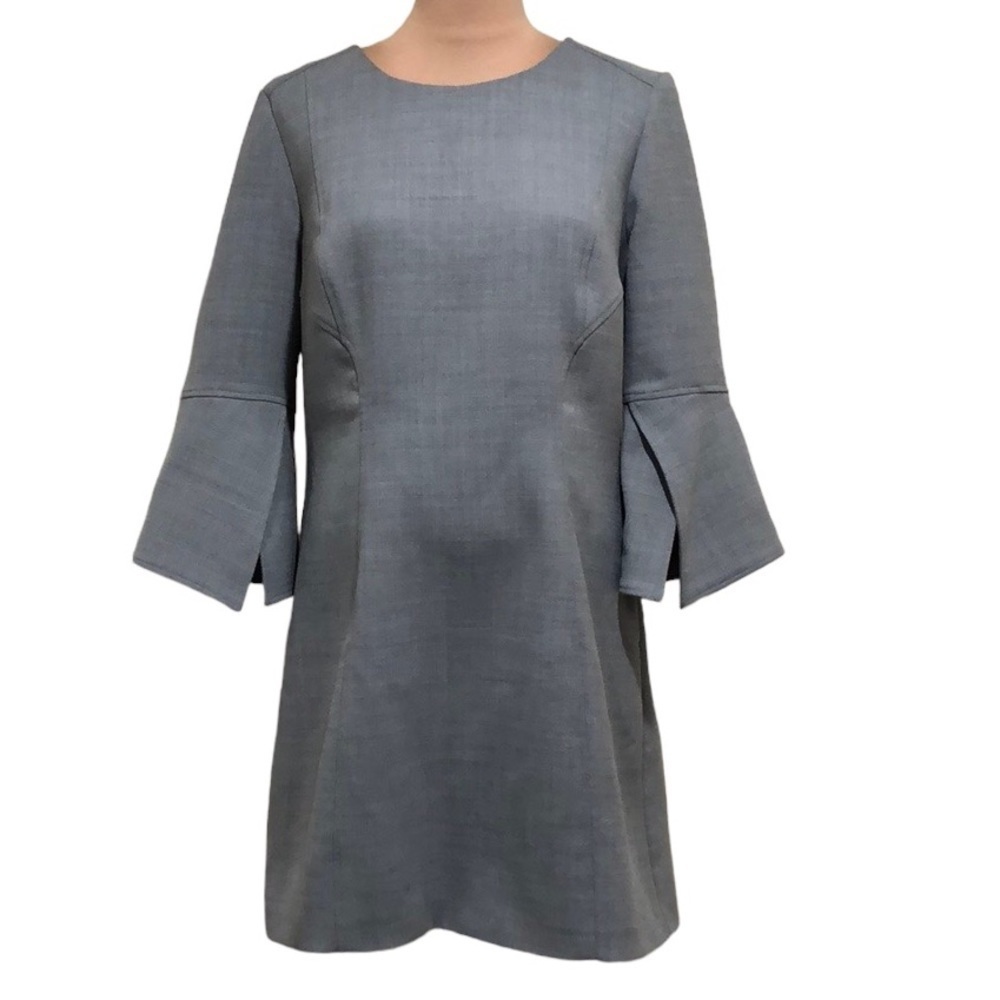 Badgley Mischka Split Sleeve Dress Size 16 Gray Fit and Flare